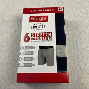 Wrangler Boxer Briefs Men’s Medium 6 Pack Cotton Blend Moisture Wicking Stretch